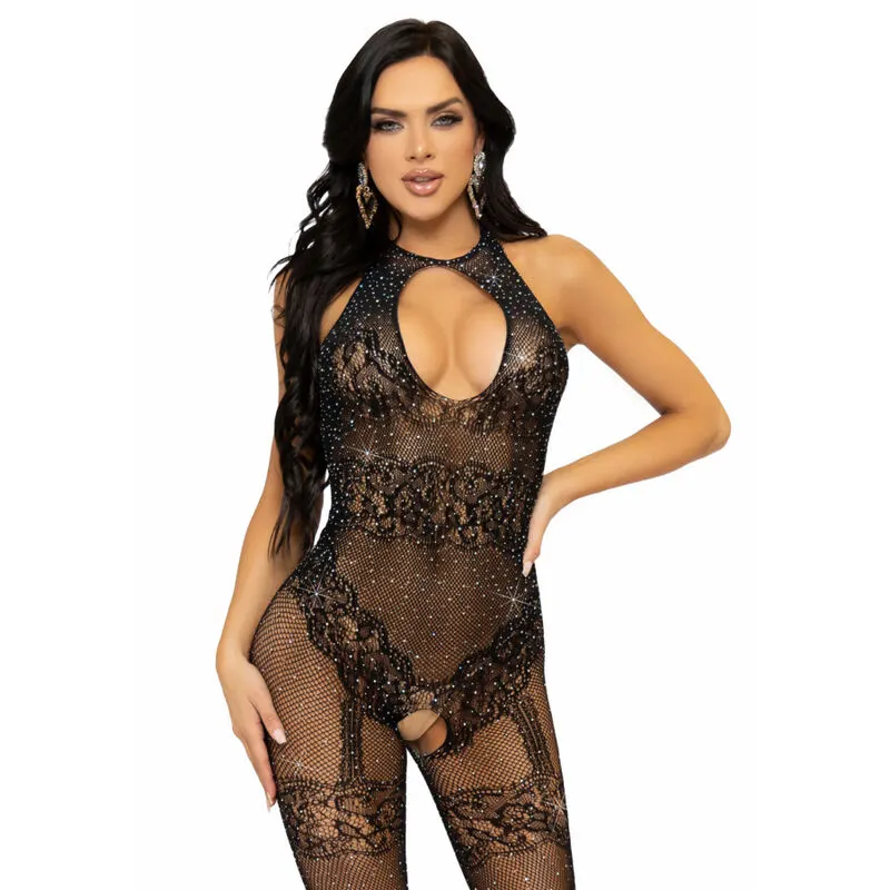 Leg Avenue - Seamless Fishnet bodystocking One Size - negro