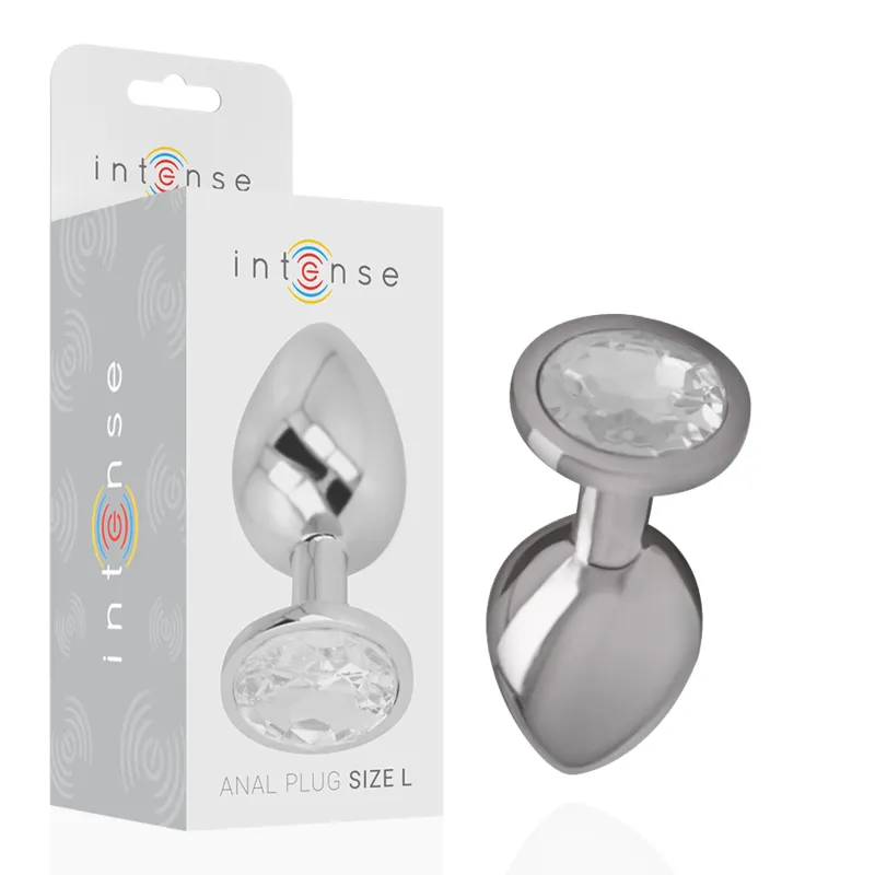 Intense - Aluminum Metal plug anal With plateado Crystal Size L