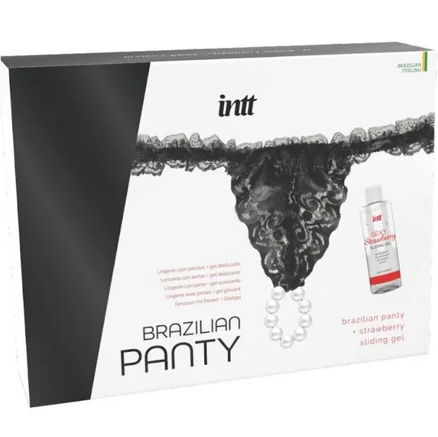 Intt Releases - Brazilian negro Panty With Pearls And lubricante gel 50 Ml
