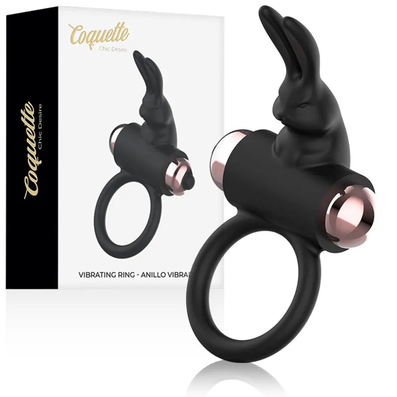 Coquette Chic Desire - Anillo para el pene With vibrador negro/ dorado