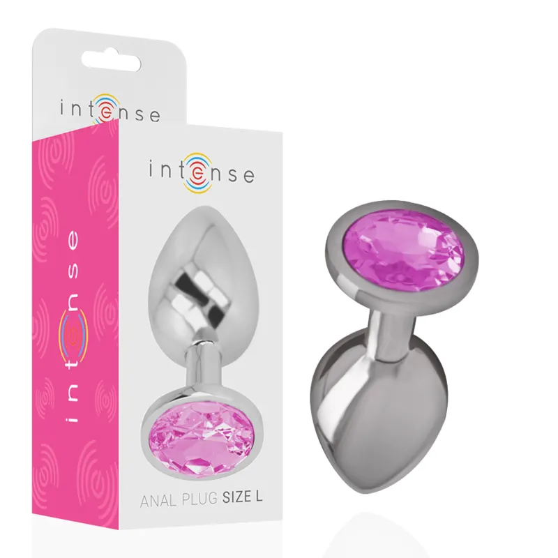 Intense - Aluminum Metal plug anal With rosa Crystal Size L