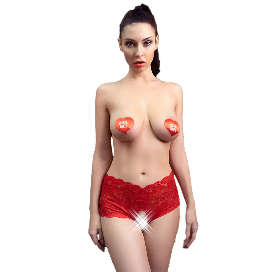 Chilirose - Cr 4641 braguitas Crotchless rojo L/Xl