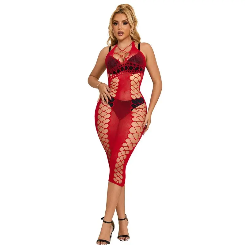 Subblime - 952327 Long rojo Fishnet Dress One Size