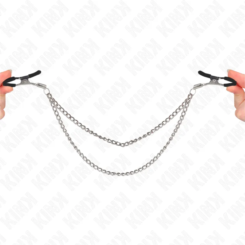 Kink - Pezones pinzas With 2 Thick Chains plateado 20/23 Cm