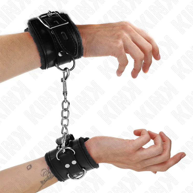 Kink - Fur Lined Wrist Restraints negro With negro Belt Adjustable 17-29 Cm X 6 Cm