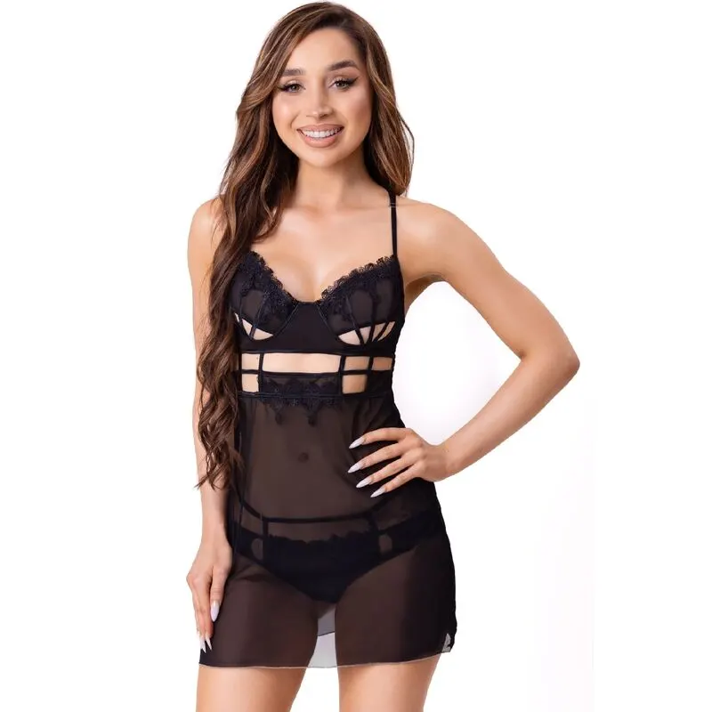 Livco Corsetti Fashion - Maia 20247 babydoll + tanga negro L/Xl