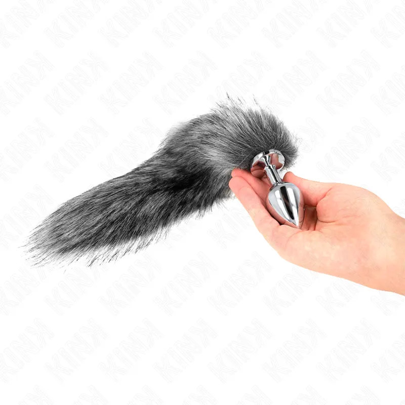 Kink - Plug anal Size M 8 X 3.5 Cm With Synthetic Tail 40 Cm Grey