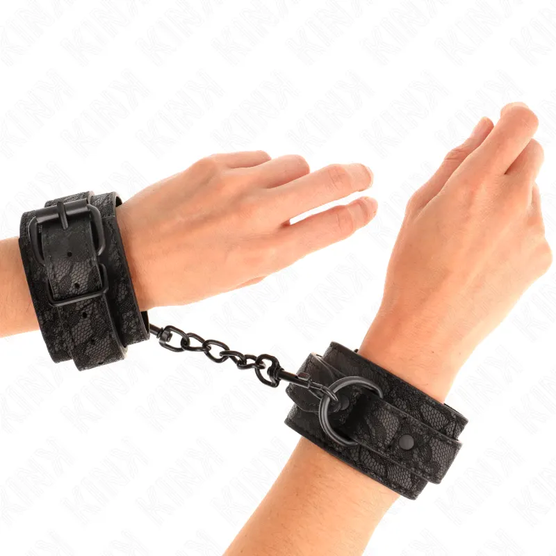 Kink - Dark Lace Covered Wrist esposas Adjustable negro 19-26 Cm