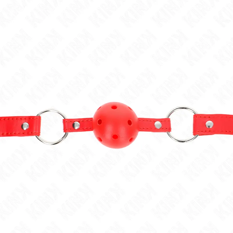 Kink - Breathable Ball 4 Cm Gag With doble Rivet Model 1 rojo 62.5 X 2.5 Cm Adjustable 42-58 Cm