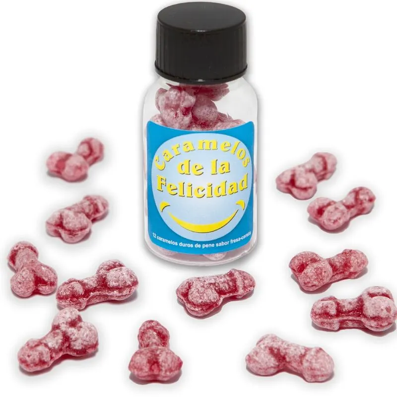 Diablo Picante - Jar Of 12 Strawberry/Cherry Happy Penis-Shaped Candies