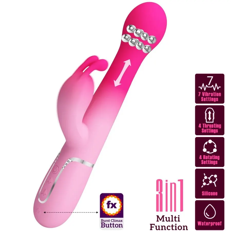 Pretty Love - Dejon 3 In 1 Multifunction rabbit vibrador rosa