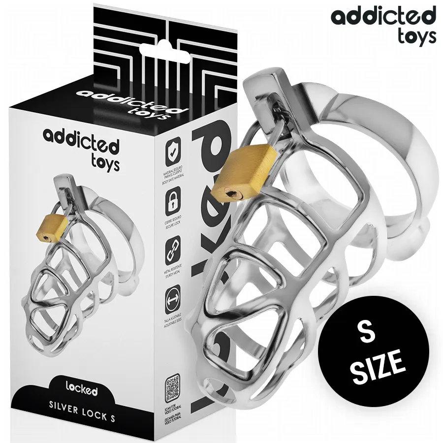Addicted Toys Locked - Plateado Lock Metal Penis Cage Size S