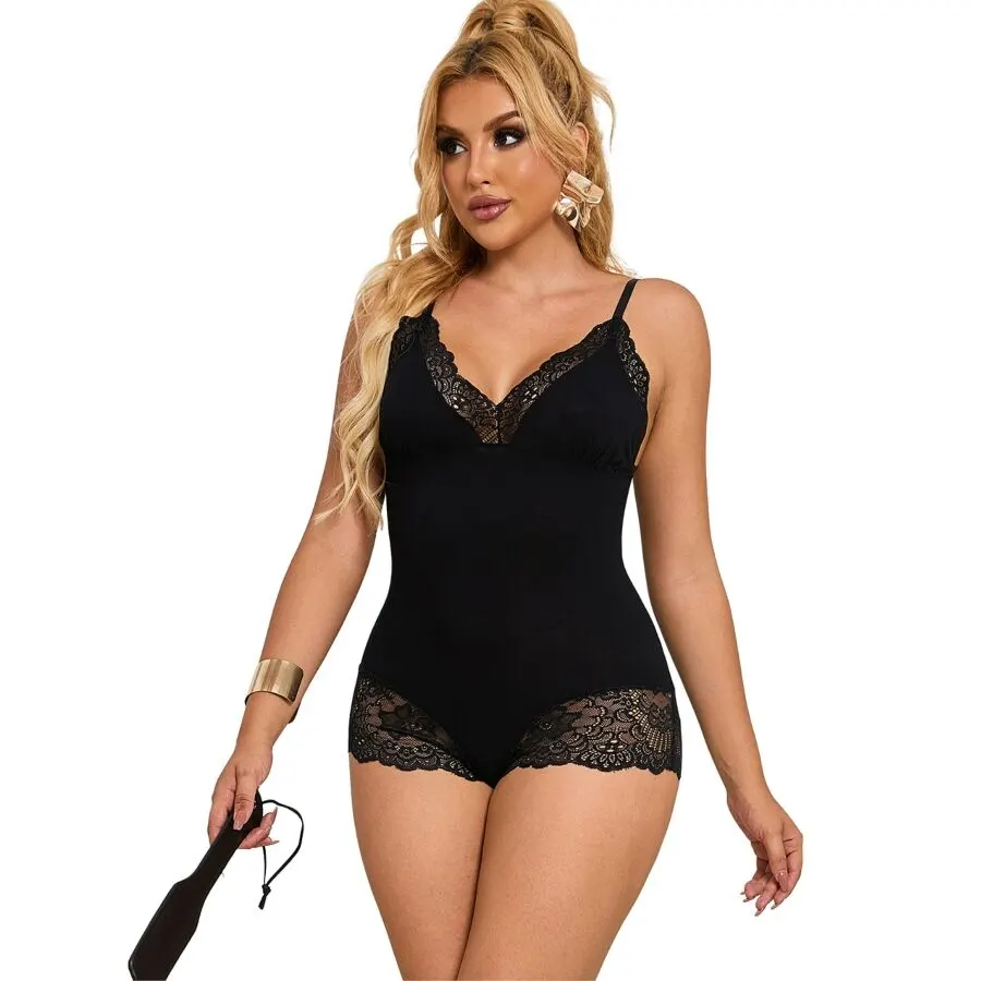 Subblime - Negro Floral Lace Detail Teddy S/M