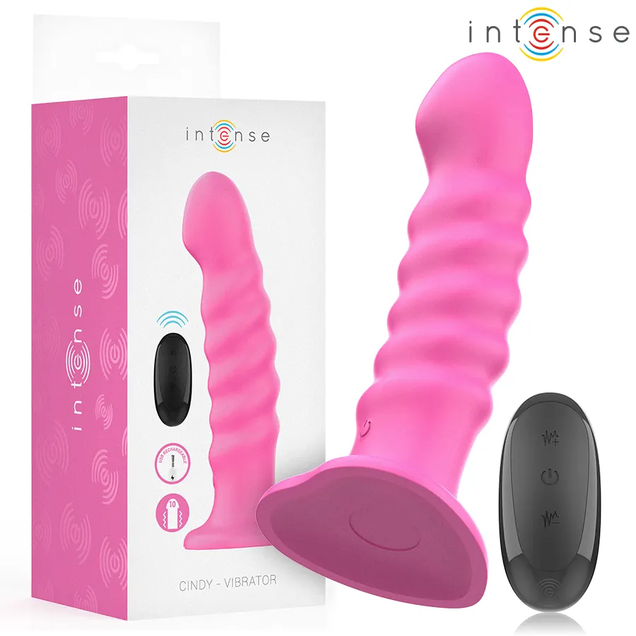 Intense - Cindy vibrador Size L Spiral Design 10 Vibrations rosa control remoto
