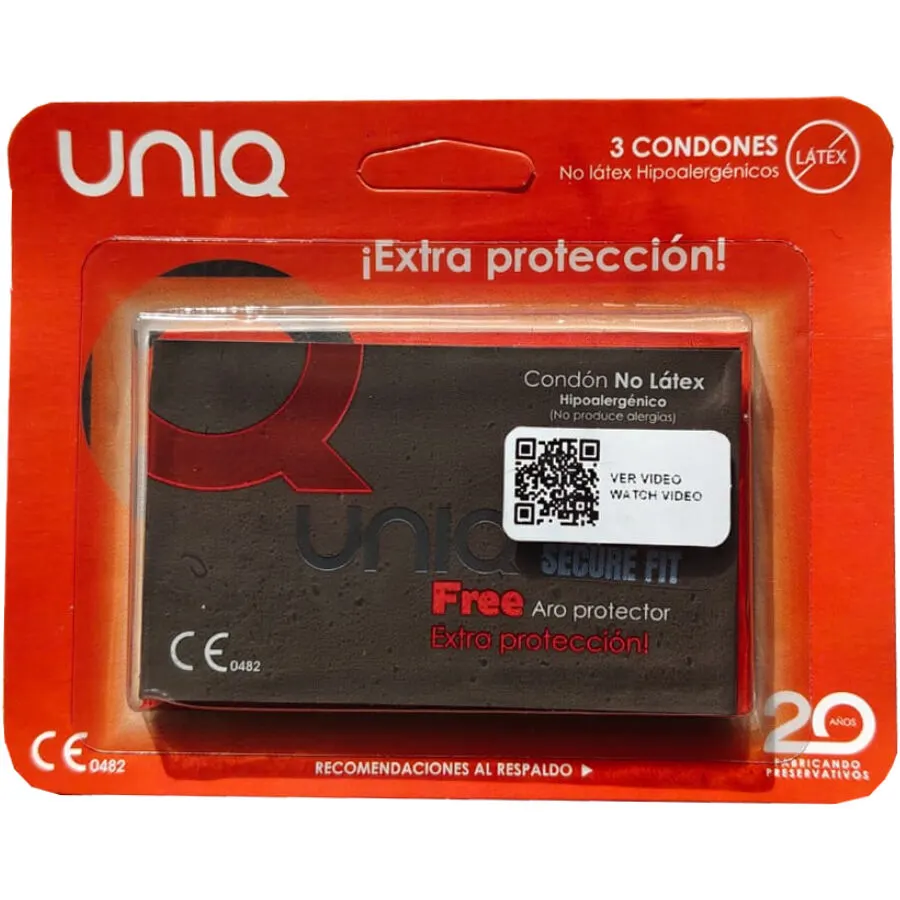 Uniq - Secure Fit Latex-Free preservativos 3 Units
