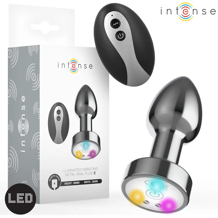 Intense - Vibrador Metal plug anal With Led Lights And control remoto - Size S