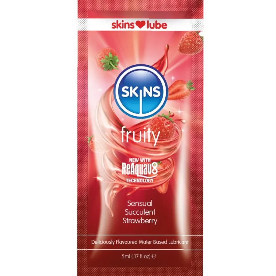 Skins - Fruity lubricante de base agua Strawberry Single-Dose 5 Ml