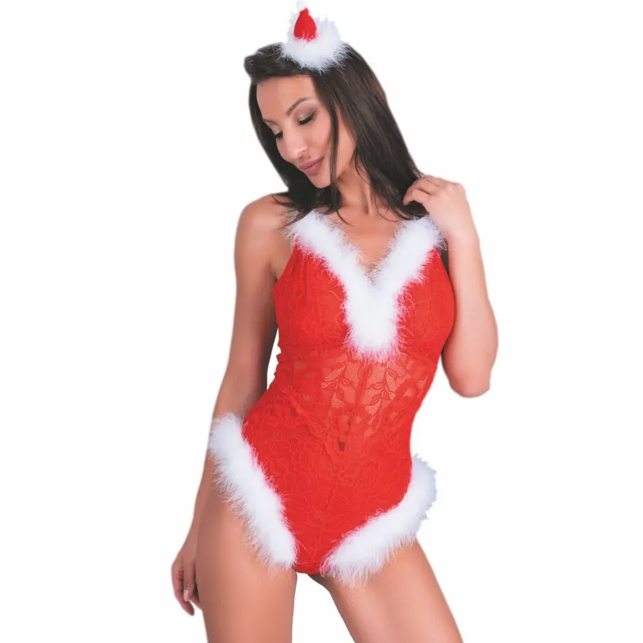 Livco Corsetti Fashion - Naughty Santa Lc 90706 Christmas Bodysuit L/Xl