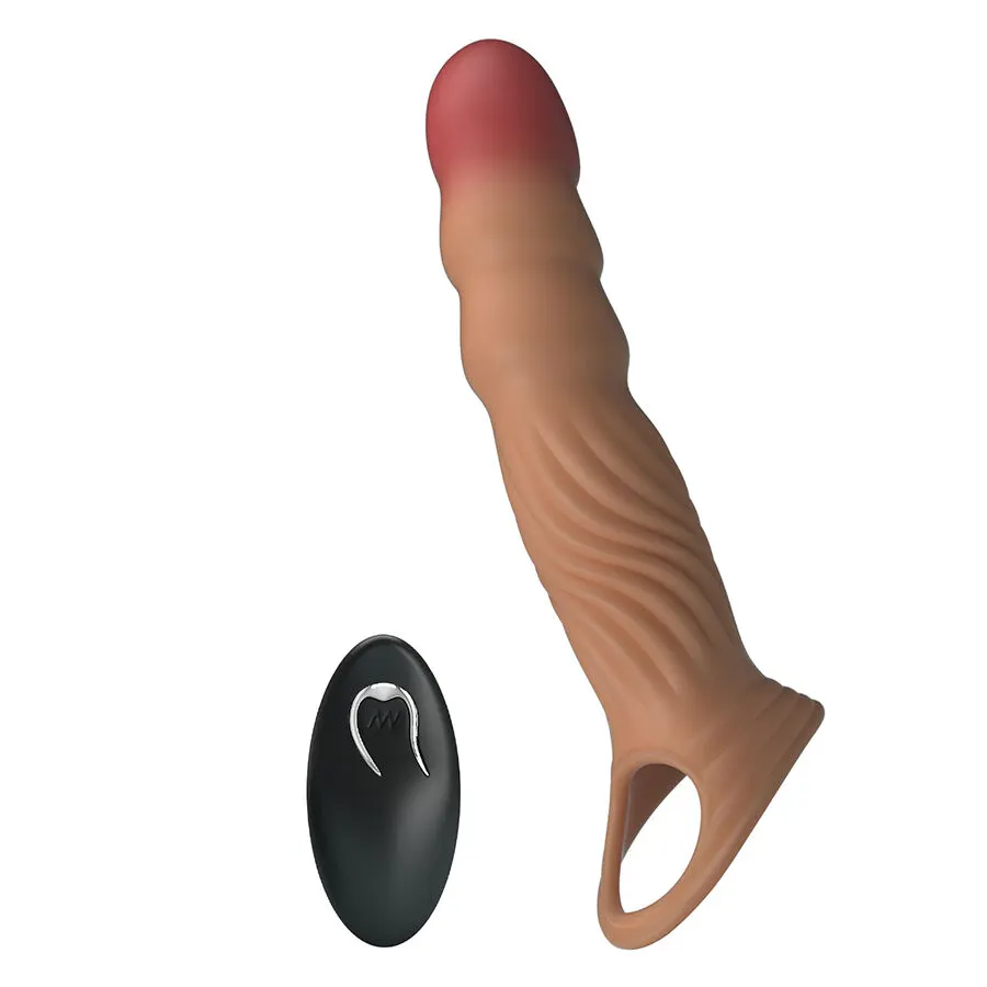 Pretty Love - Textured Penis funda con vibración And control remoto