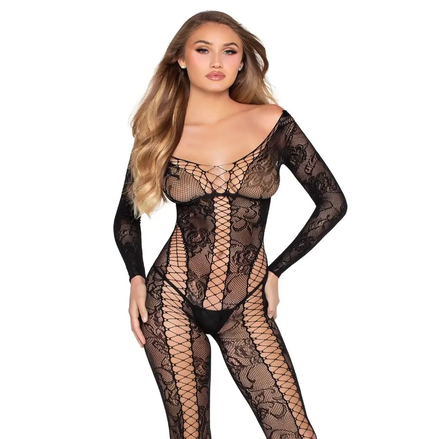Leg Avenue - 89369 Net & Lace Jumpsuit negro - One Size