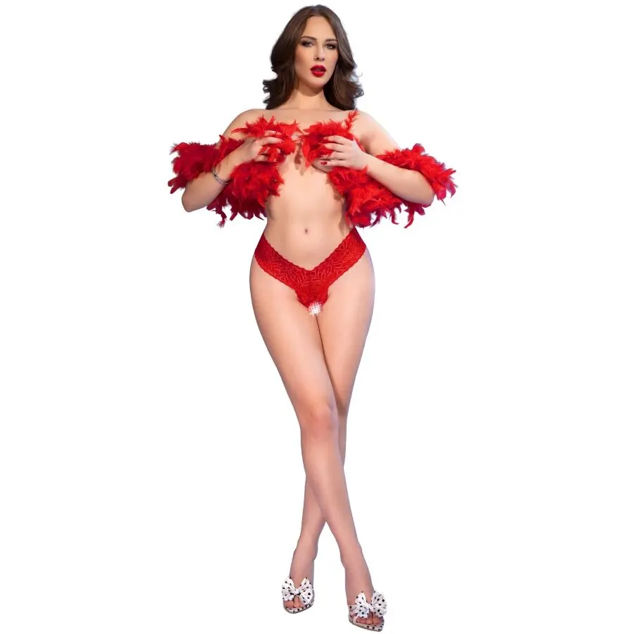 Chilirose - Cr 4885 rojo Open-Crotch Thongs L