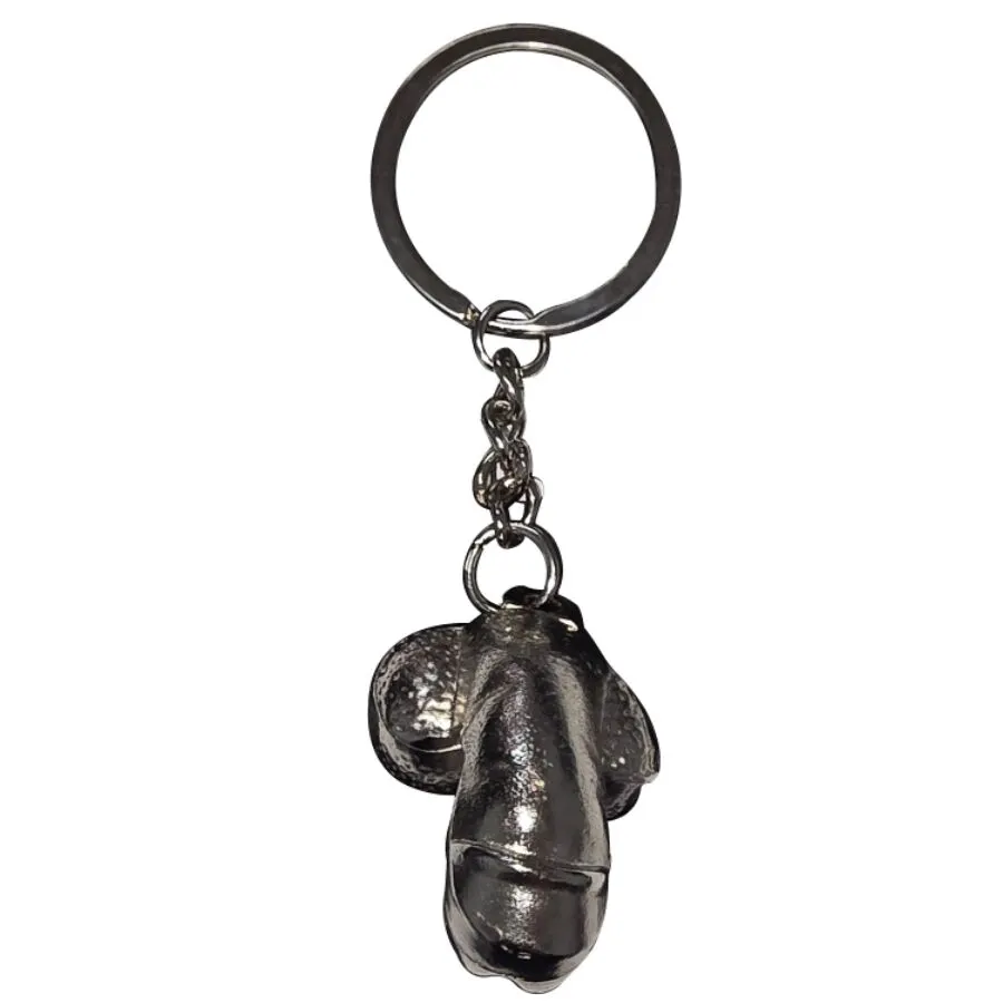 Diablo Picante -plateado Metal Keychain ​​Shrinked Penis