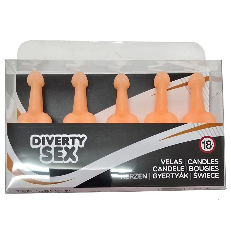 Diablo Picante - Box Of 5 color carne Penis-Shaped Candles