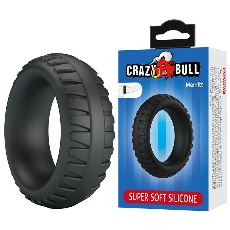 Crazy Bull - Merritt Textured silicona anillo para el pene negro