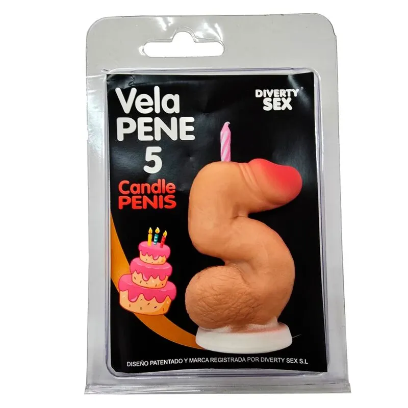 Diablo Picante - Penis vela In The Shape Of The Number 5 color carne Color