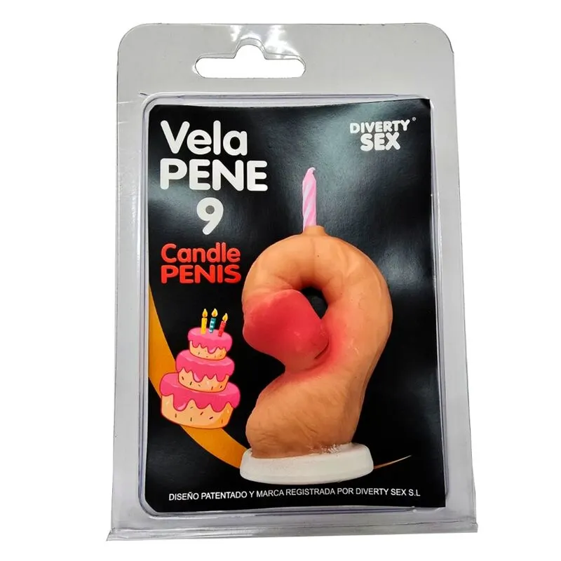 Diablo Picante - Penis vela In The Shape Of The Number 9 color carne Color