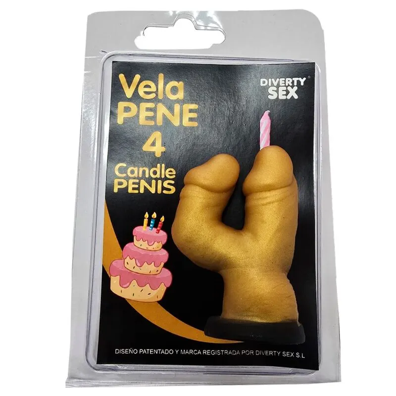 Diablo Picante - Penis vela In The Shape Of The Number 4 dorado Color
