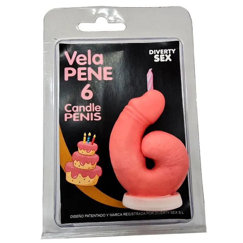 Diablo Picante - Penis vela In The Shape Of The Number 6 rosa Color