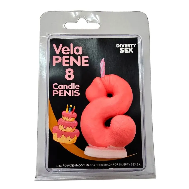 Diablo Picante - Penis vela In The Shape Of The Number 8 rosa Color