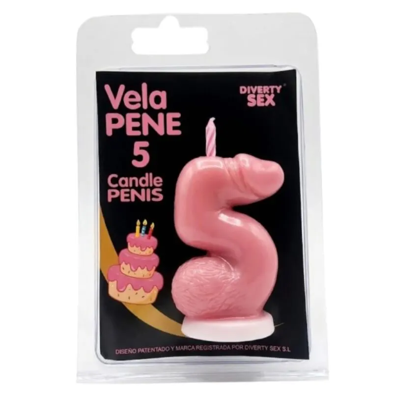 Diablo Picante - Penis vela In The Shape Of The Number 5 rosa Color