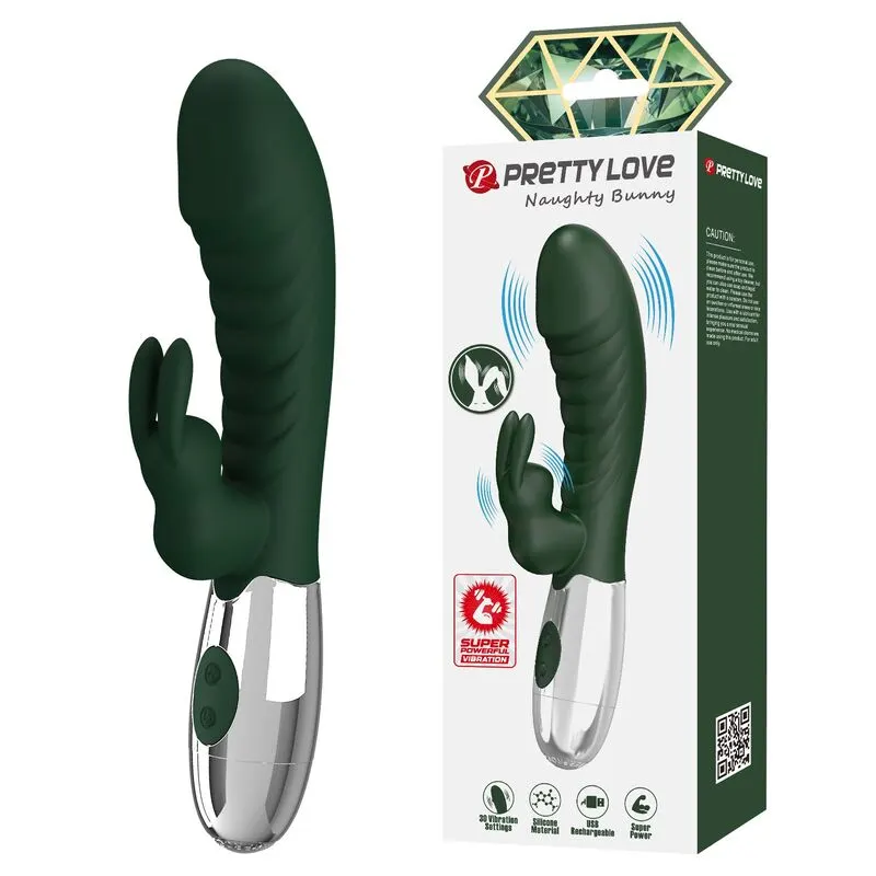 Pretty Love - Naughty Bunny rabbit vibrador 30 Functions USB recargable verde