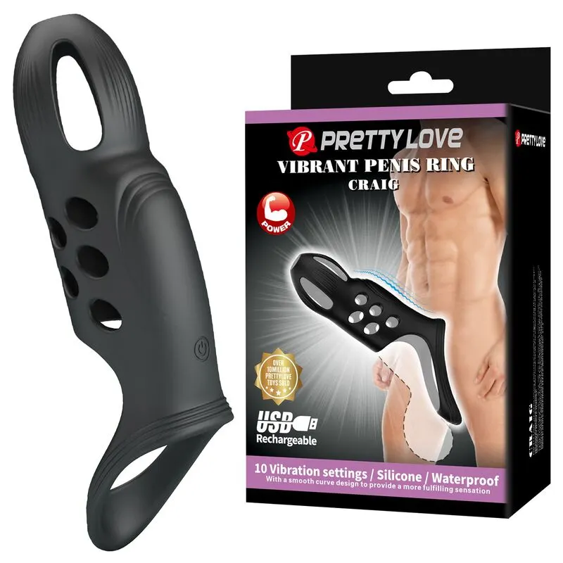 Pretty Love - Craig recargable vibrador anillo para el pene negro