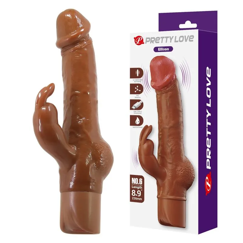 Pretty Love - Ellison realista rabbit vibrador 22.6 Cm Ø 4.2 Cm Brown