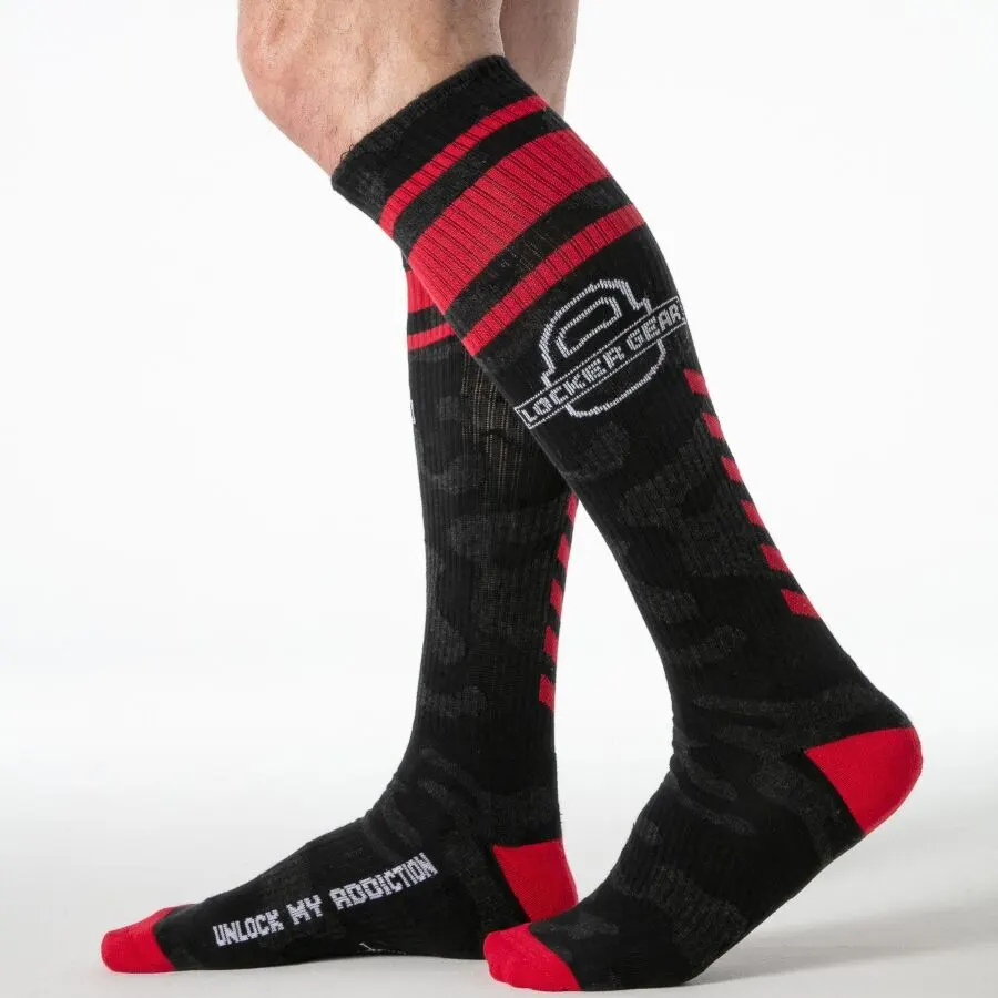 Locker Gear - Full Military Knee High Socks rojo One Size