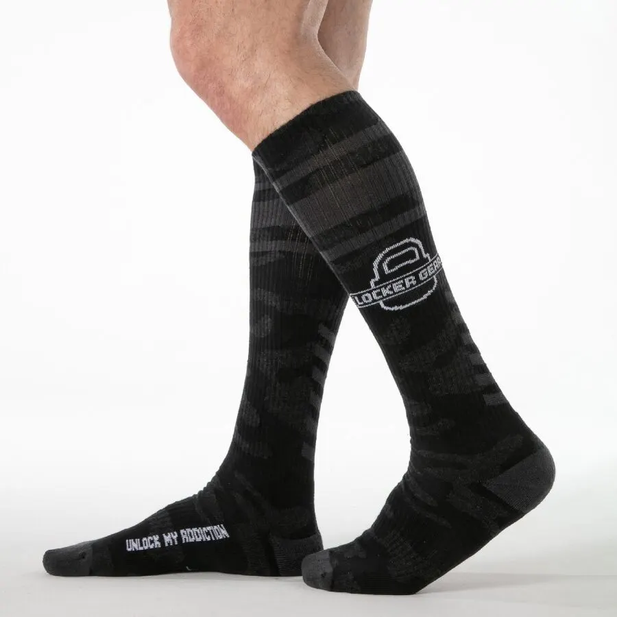Locker Gear - Full Military Knee High Socks negro One Size