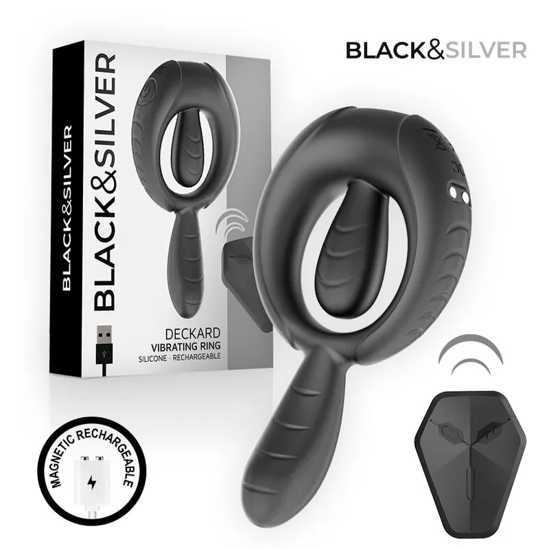 Black &Amp; Silver - Deckard recargable vibrador anillo With control remoto negro