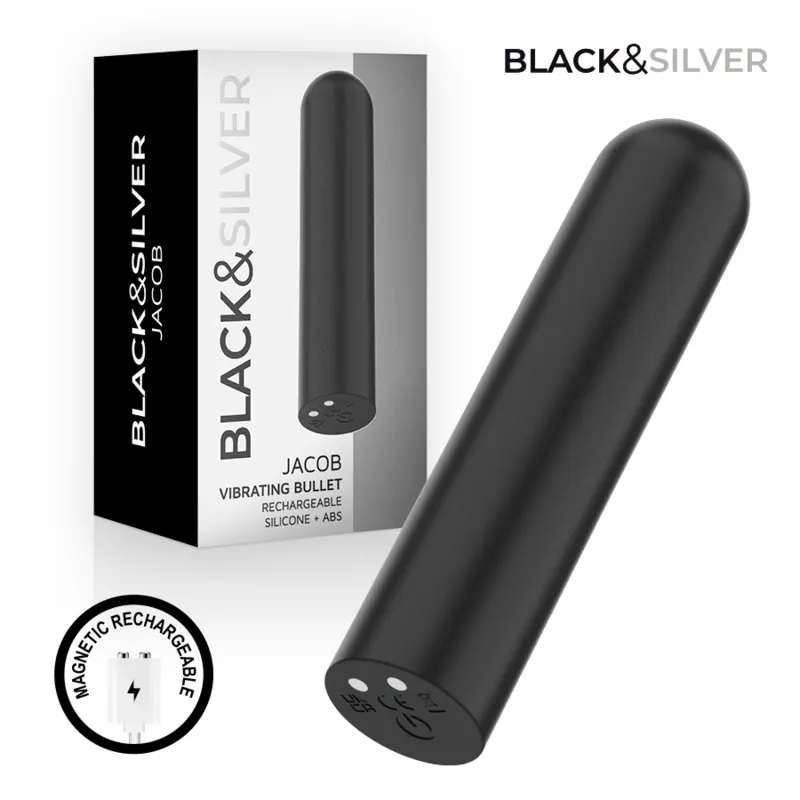 Black &Amp; Silver - Jacob USB recargable vibrador bala negro