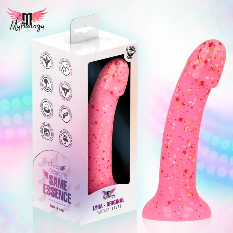 Mythology - Lyra 6 silicona dildo 17 Cm Ø 3.6 Cm rosa rojo Speckled