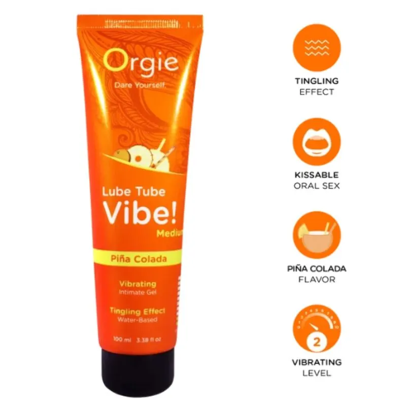 Orgie - Lube Tube Vibe! Piña Colada Kissable Intimate gel Medium Tingling 100 Ml
