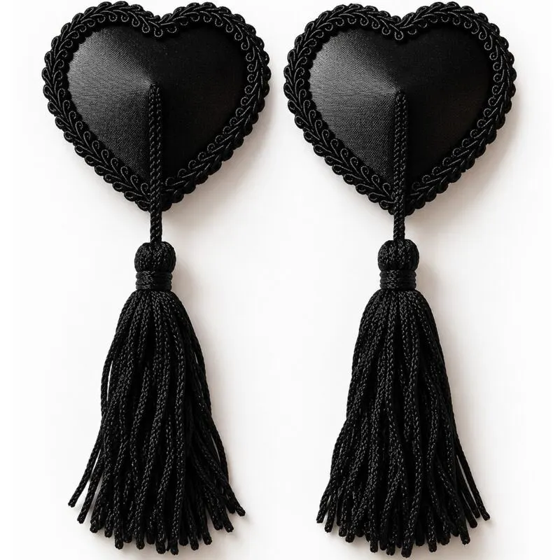 Chilirose - Cr 4897 Heart-Shaped pezones Covers With negro Tassels