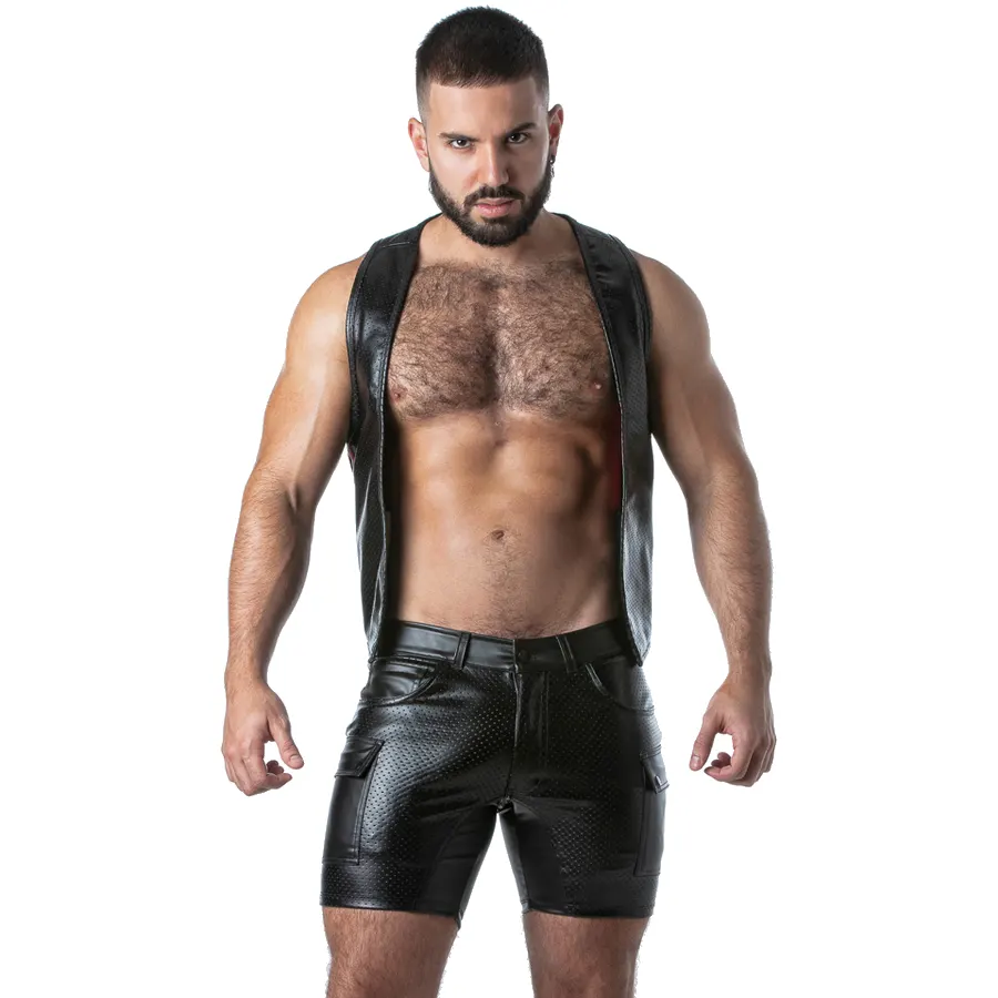Locker Gear - Punch Hole Leatherette Vest rojo L
