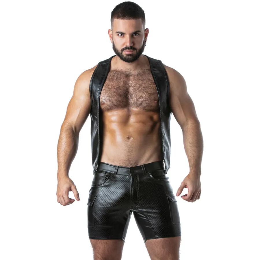 Locker Gear - Punch Hole Leatherette Vest azul Xl