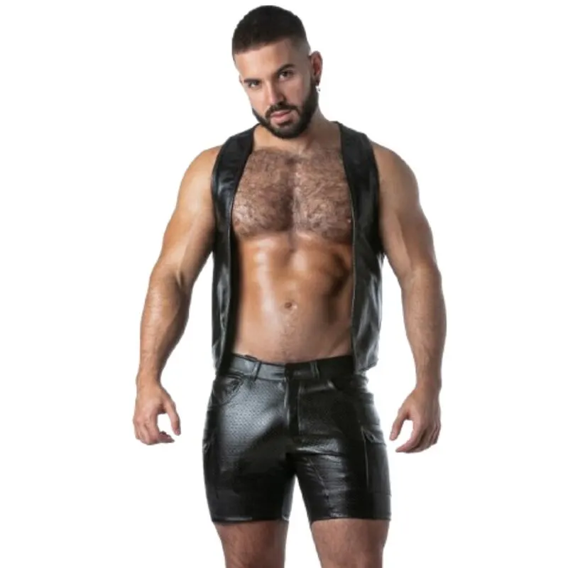 Locker Gear - Punch Hole Leatherette Vest Khaki Xl