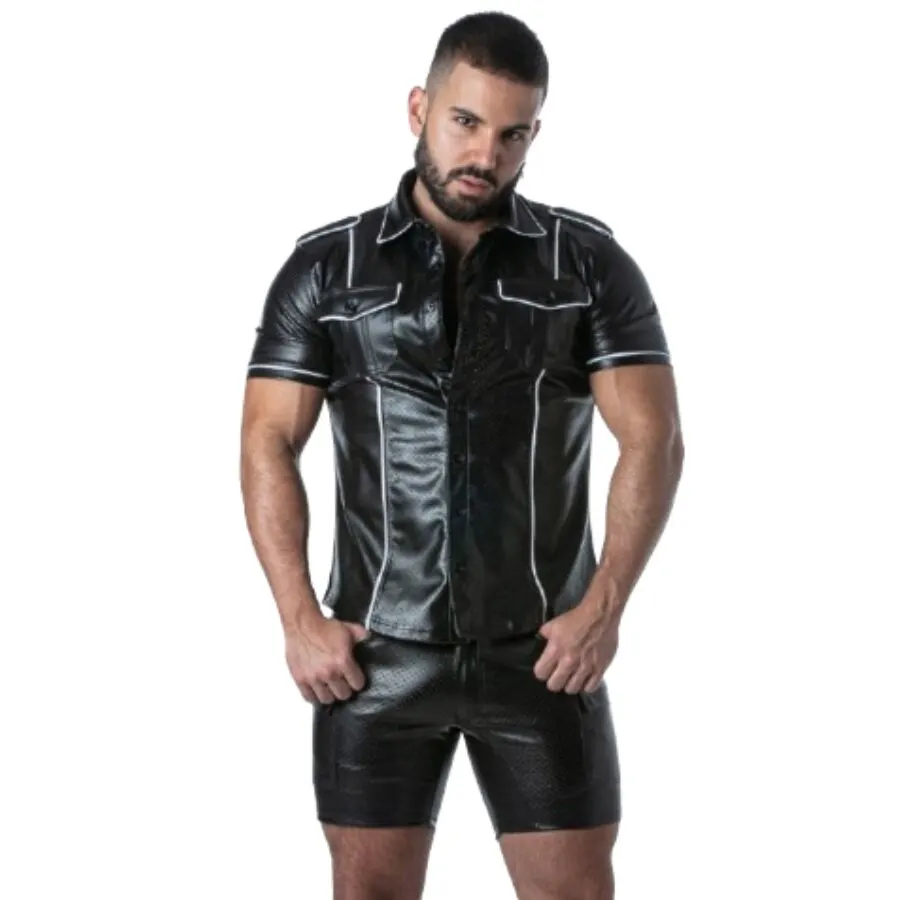 Locker Gear - Punch Hole Leatherette Shirt blanco Xl