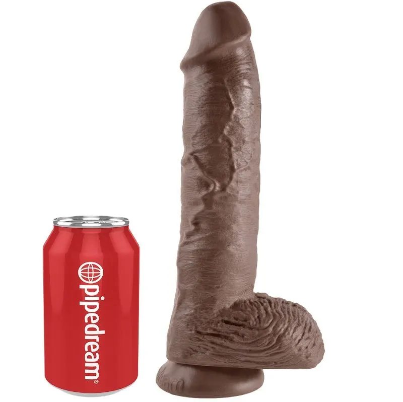 King Cock - 10 dildo Brown With bolas 25.4 Cm
