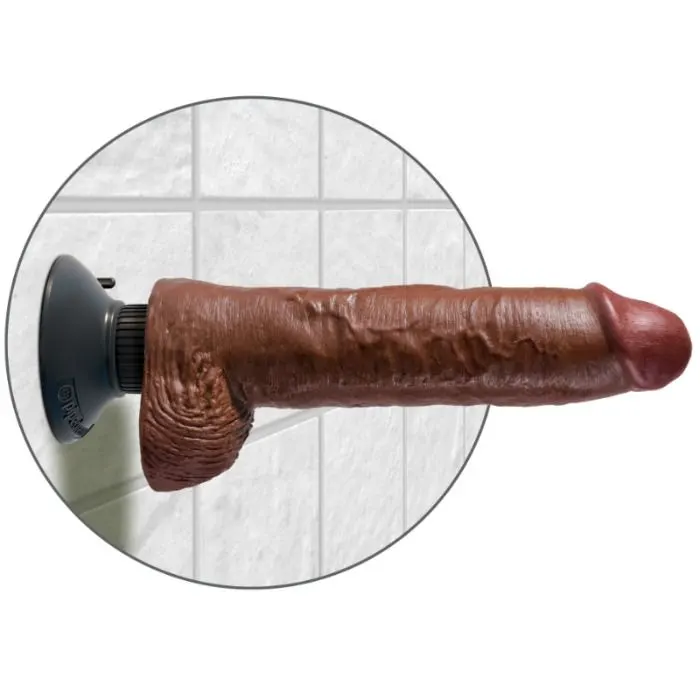 King Cock - 25.5 Cm vibrador Cock With bolas Brown